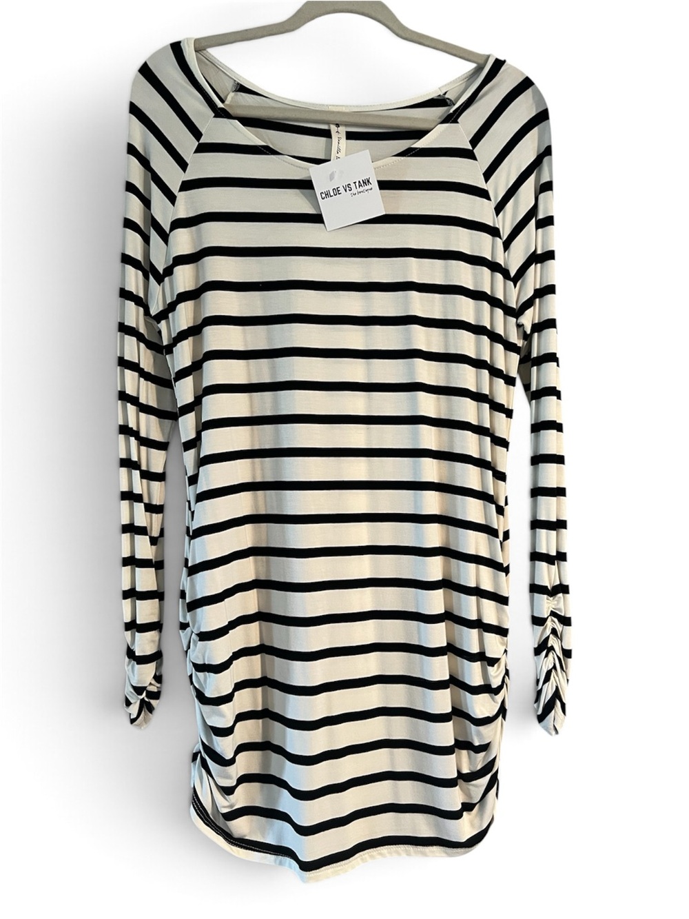 Vanilla Bay Black & White Striped Long-Sleeve Tunic